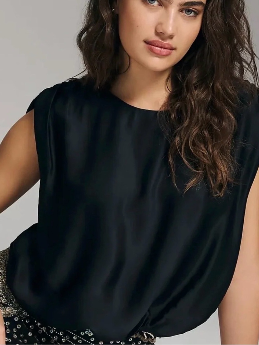 Women’s By Anthropologie Silky Boatneck Blouse. Black SZ SM